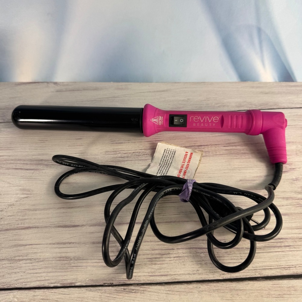 Revive Beauty Curling Wand Women 1.25" Pink Black Ceramic Barrel Hair Styling